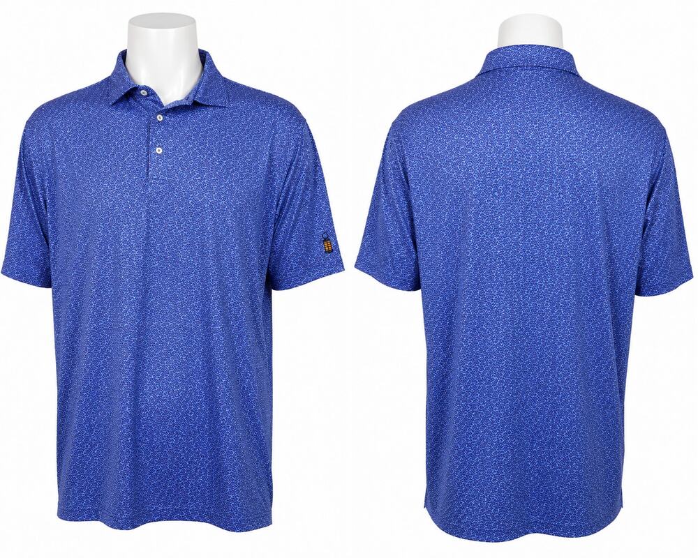 Turtleson Mens 2XL Golf Polo Shirt Blue Geometric Performance Stretch XXL